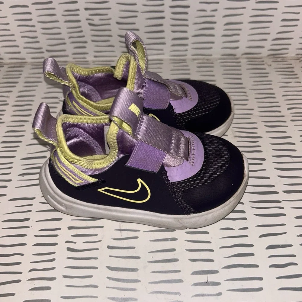 Nike Purple and Yellow Toddler Slip-On Sneakers